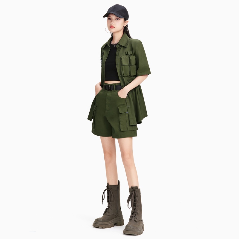 Quần short A21 ống rộng lưng cao thời trang mùa hè cho nữ