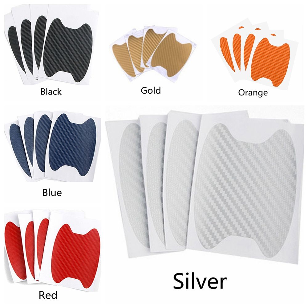 Set 4 miếng phim dán bảo vệ tay cầm cửa xe hơi chống trầy xước bằng sợi carbon nhiều màu sắc