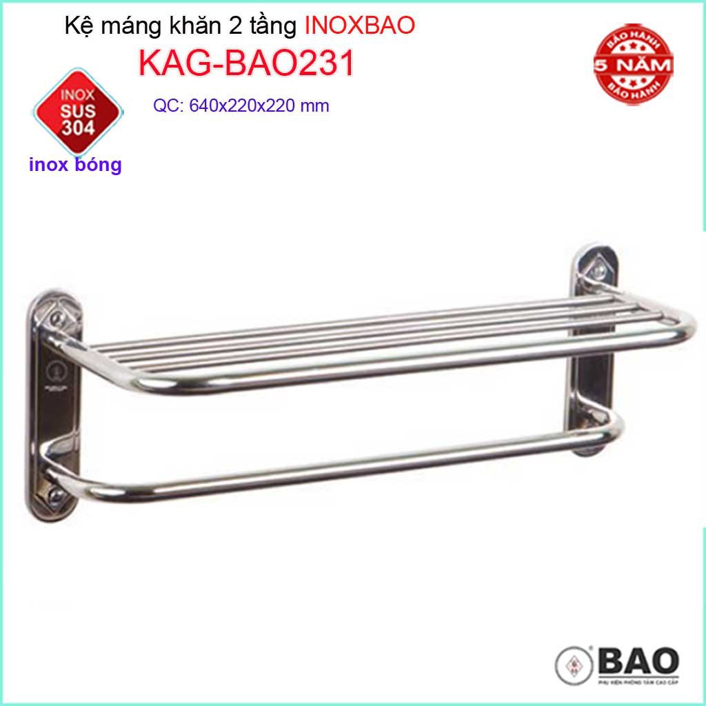 Thanh máng khăn Inox Bảo, thanh treo khăn inox 304, vắt khăn SUS304 KAG-BAO231