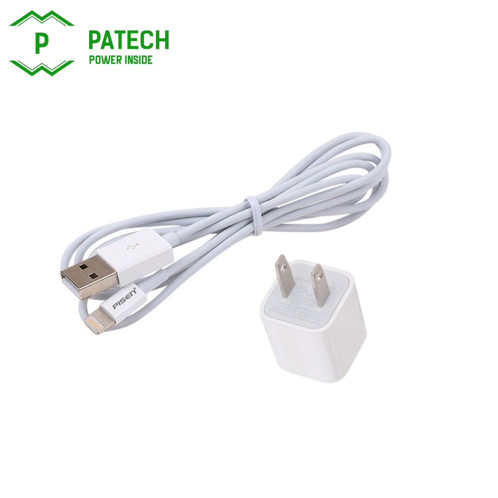 Combo Sạc Pisen 1A kèm cáp lightning Fast - Hàng chính hãng