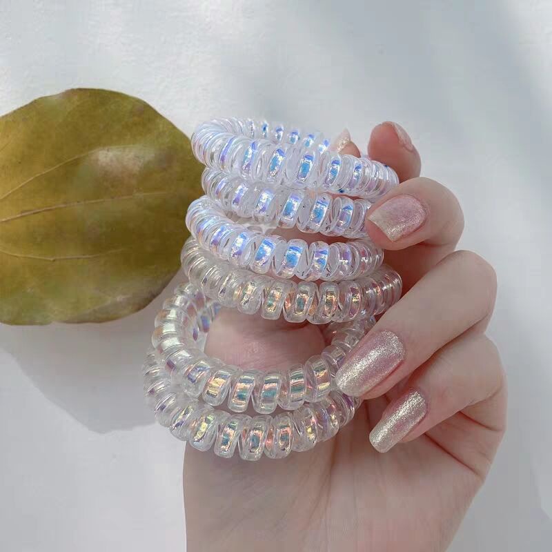 Dây buộc tóc lò xo hologram, chun buộc tóc lò xo nhựa xoắn DC05