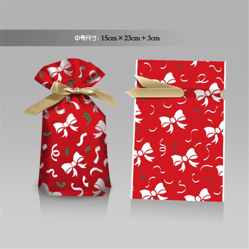 Bộ 10 chiếc túi dây rút đựng bánh kẹo 15X23CM họa tiết Giáng Sinh 2022 nhiều kiểu tùy chọn