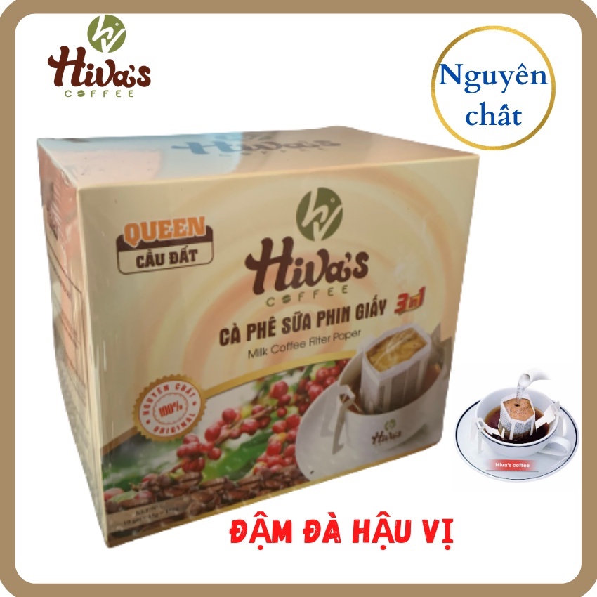 [FreeShip] Cà phê Phin giấy nguyên chất HIVA'S COFFEE- CÀ PHÊ SỮA  hộp 10 gói- Thơm đậm đà hậu vị. Giá tốt tại xưởng