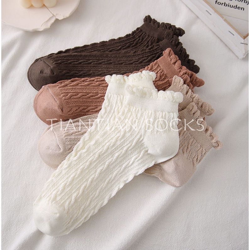TIAN TIAN T178 Vớ Ren Cotton Cổ Thấp Phong Cách Học Sinh Nhật Bản Dễ Thương Thời Trang Xuân Hè Cho Nữ