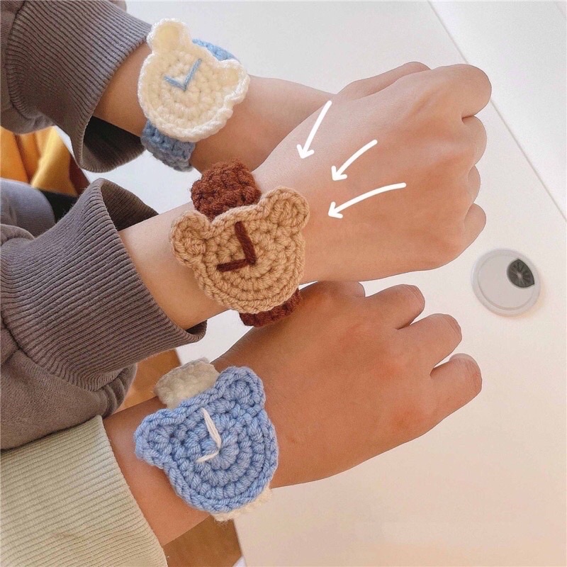 Vòng Tay Đan Len Đồng Hồ , vòng len handmade sáng tạo cho nam nữ