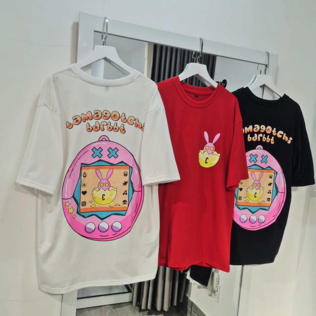 Áo Thun Tay Lỡ RABBIT GOTCHI Vải Thun Cotton Form Rộng Ulzzang Unisex