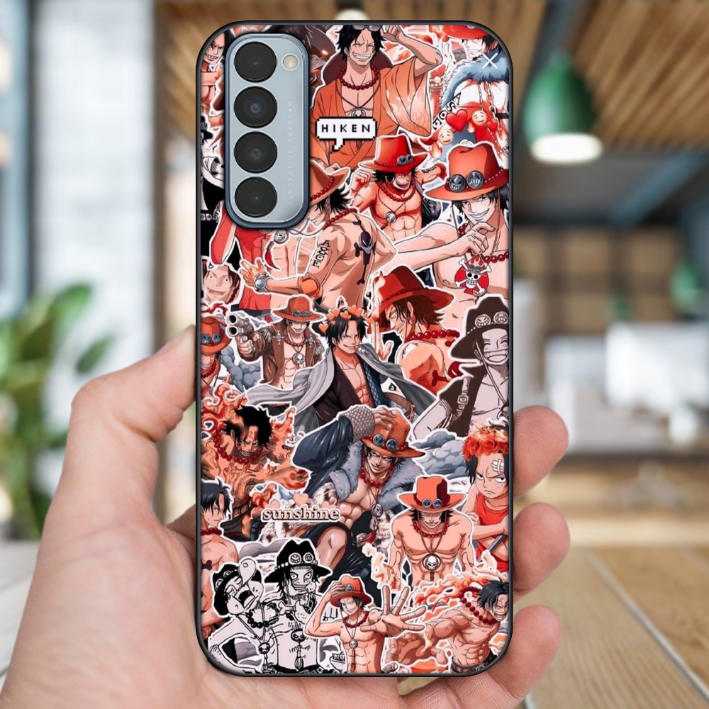 Ốp lưng Oppo Reno 4 Pro viền đen in hình Ace One Piece