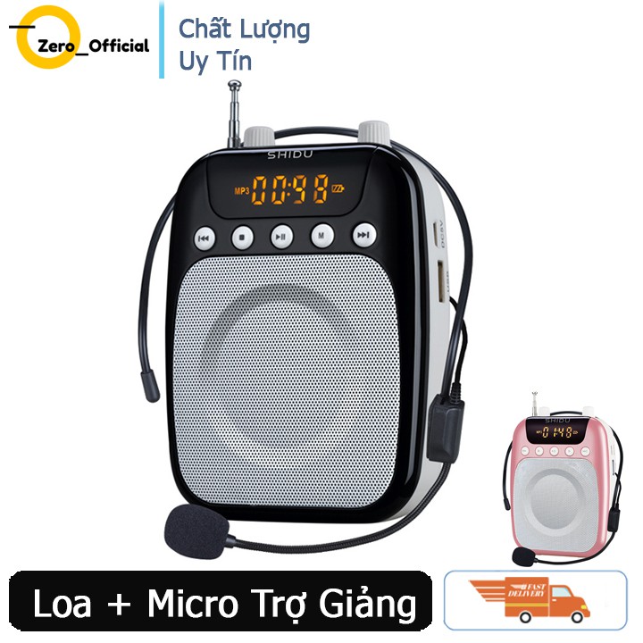 Mic và loa trợ giảng chuyên nghiệp màu hồng,đen + 3 Mic (mic ko dây, mic có dây, mic cúc áo)