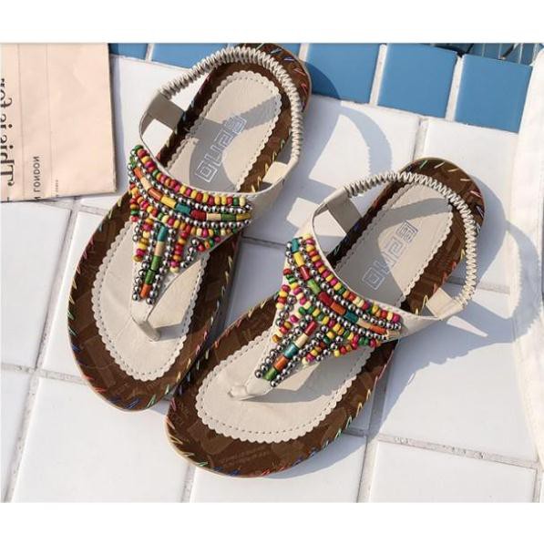 Sandals nữ xỏ ngón thổ cẩm, dép xỏ ngón thời trang đi biển Hang Quang Chau mẫu mới nhất (kiwi)