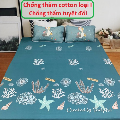 Ga chống thấm cotton nằm trực tiếp cho bé K'home  chống thấm thun nano không nóng bí