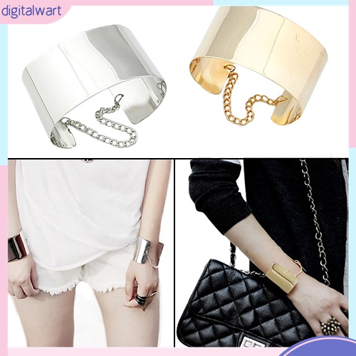 Vòng Đeo Tay Bản Rộng Bằng Kim Loại Phong Cách Punk Gothic Thời Trang Cho Nữ