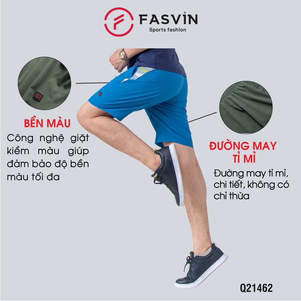 Quần short nam thể thao Fasvin Q21462.HN vải dù gió trơn mát co giãn thích hợp thể thao hay mặc nhà