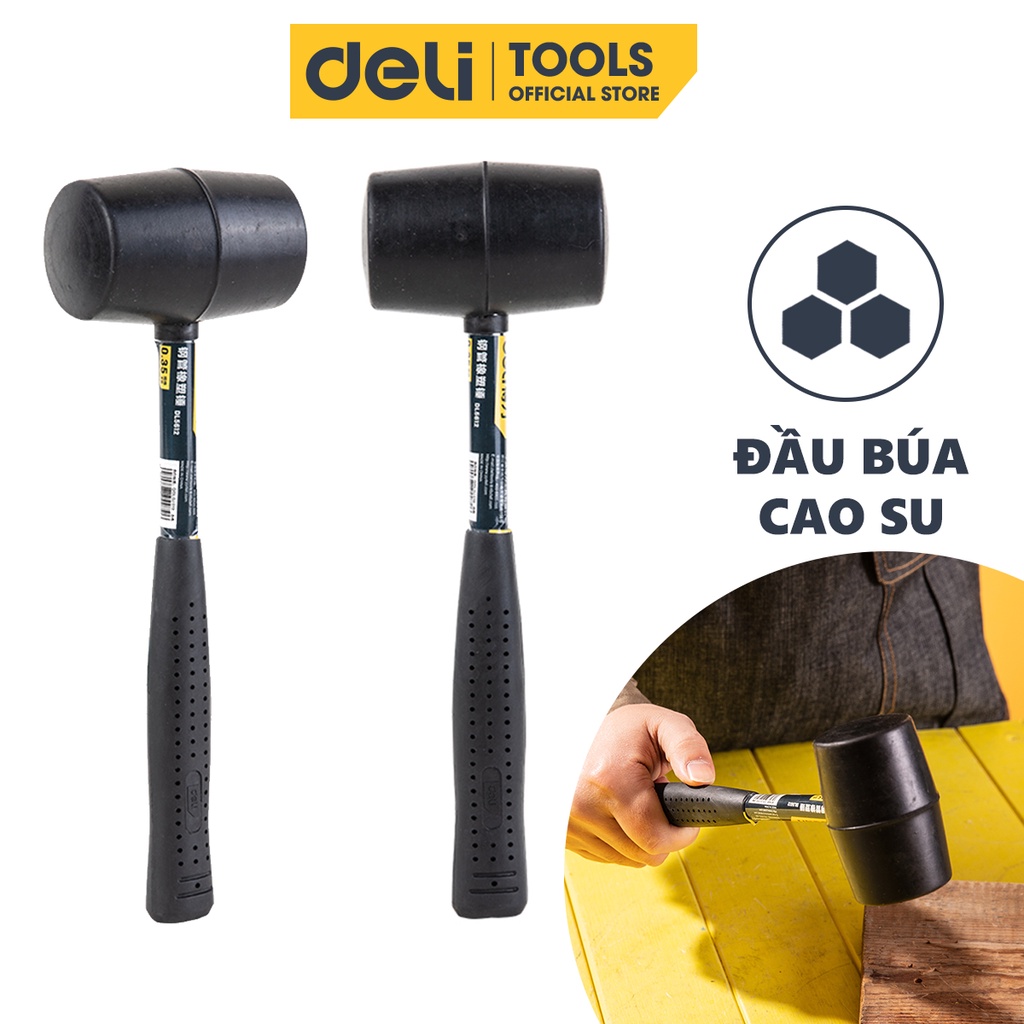 Búa Cao Su Tay Cầm Thép Deli Cao Cấp - Sử Dụng An Toàn Nhiều Bề Mặt, Tay Cầm Chống Trơn Trượt - DL5612