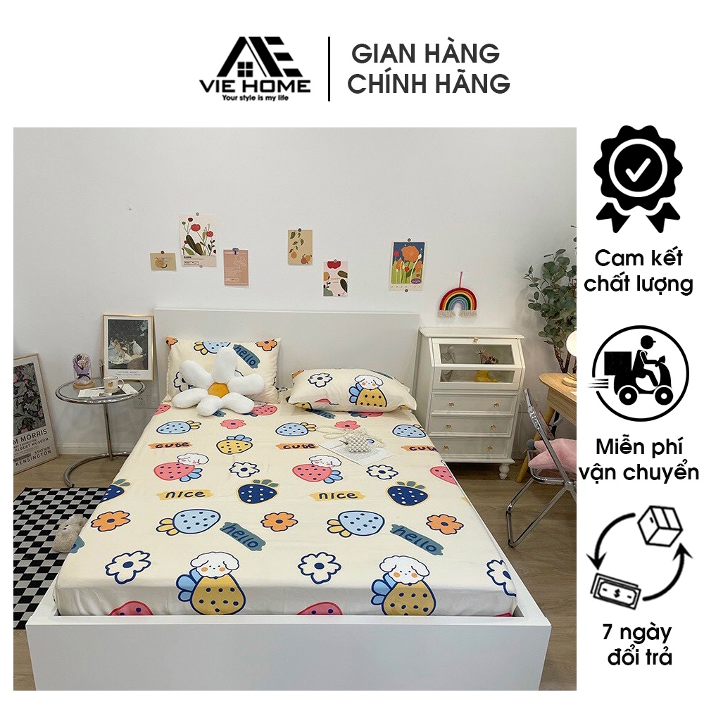 Bộ ga giường vỏ gối Cotton Poly VIE HOME - Bedding nhiều mẫu dễ thương đủ kích thước M4,M6,M8