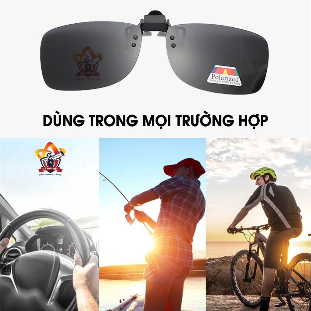 Mắt kính râm, dạng kẹp  Chỉ có mắt kính không có gọng, Kính râm cho người cận, viễn, loạn