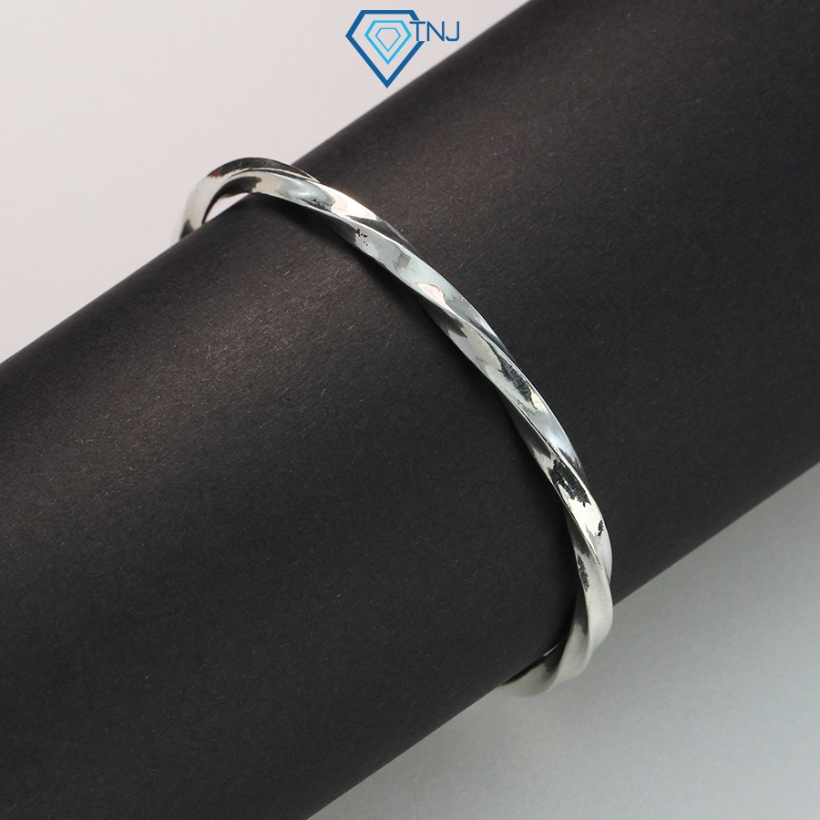 Lắc tay nam bạc thật dạng kiềng xoắn khắc tên cá tính LTA0008 Trang Sức TNJ