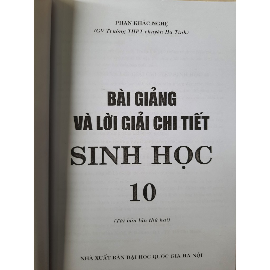 Sách - Bài giảng và lời giải chi tiết Sinh Học 10