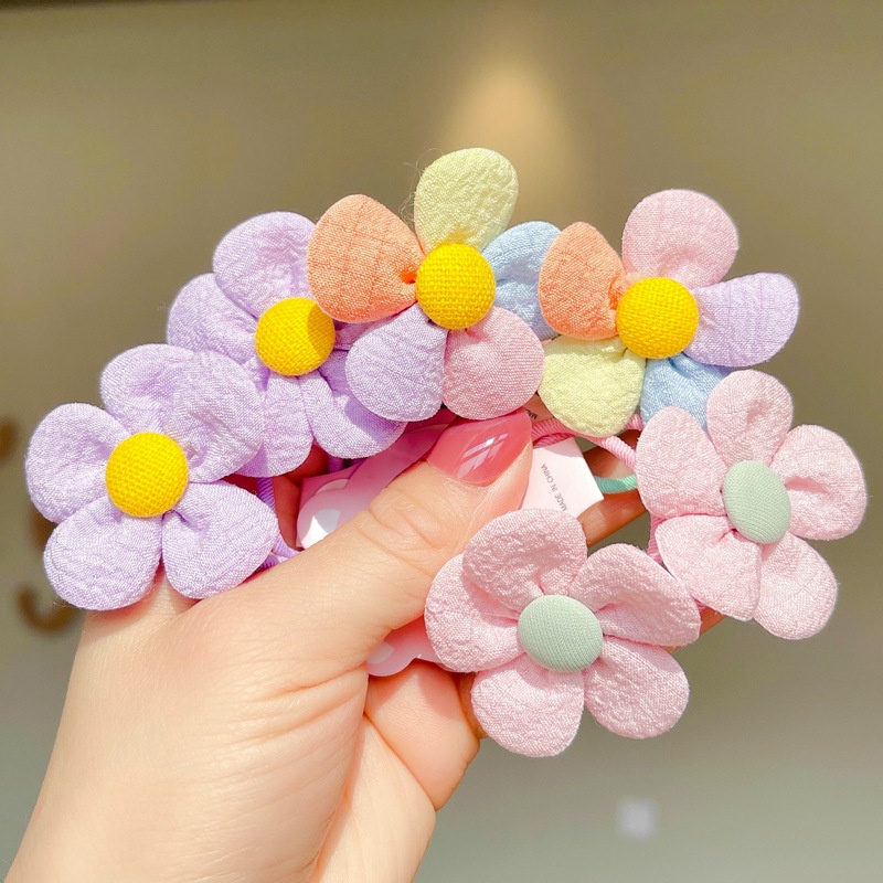 Bộ 2 Dây Buộc Tóc Hình Hoa Cúc Nhỏ Nhiều Màu Sắc Ngọt Ngào Và Dễ Thương Phong Cách Hàn Quốc Cho Bé Gái