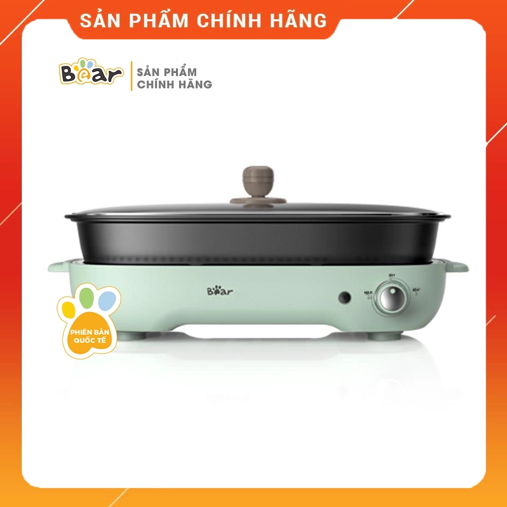 [Bear Chính Hãng] Nồi Lẩu Nướng 3 Khay Đa Năng (3 in 1) SUBE004, khay lẩu 4 lít, khay bánh 6 khuôn nhỏ tròn, khay nướng