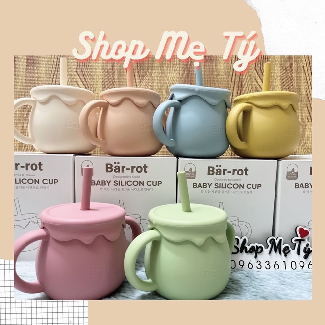Cốc tập uống nước Silicon Barrot hình Gấu kèm nắp đậy ăn snack