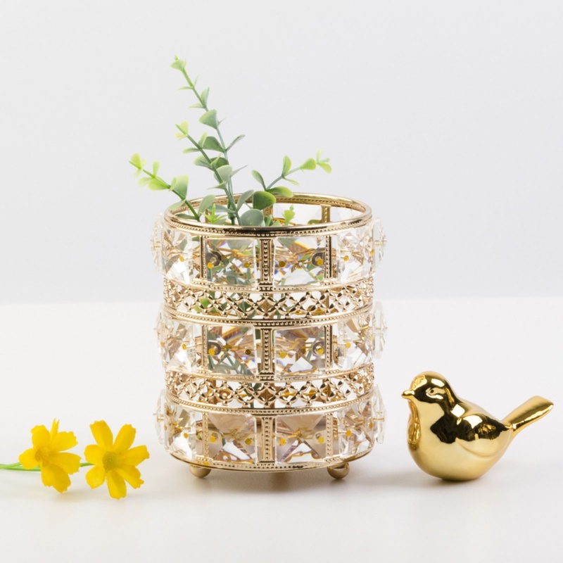 Giá Đỡ Bút / Cọ Trang Điểm Để Bàn Bằng Pha Lê Dành Cho Phòng Ngủ Vani