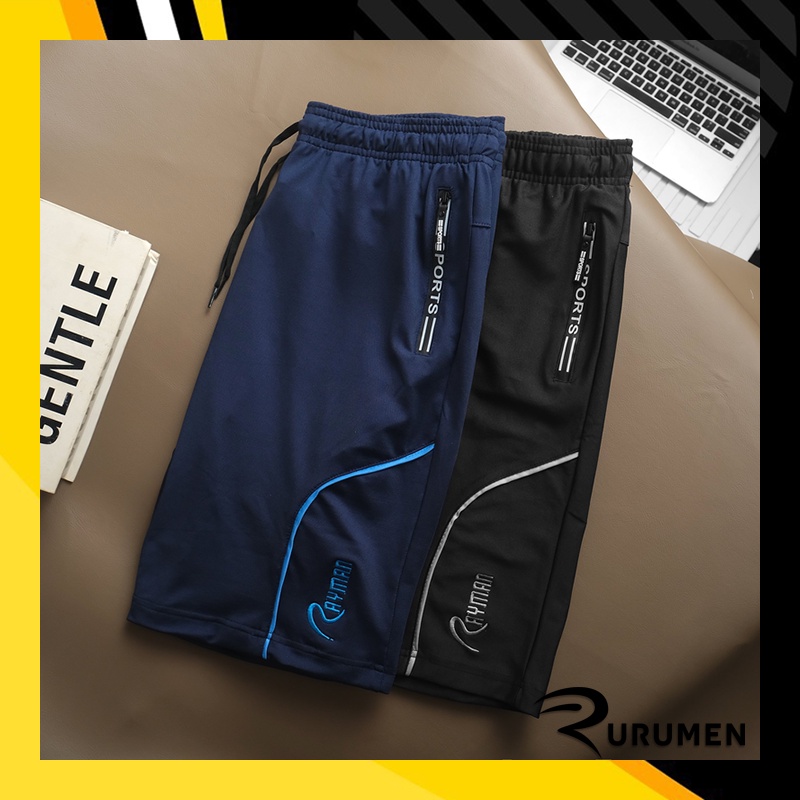 Quần Short Thể Thao Nam Thun Cotton Rayman RURUMEN Quần Đùi Ngắn VNXK Co Giãn Màu Đen, Xanh Đen - QB389