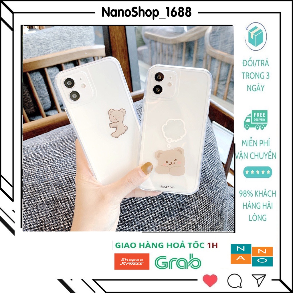 Ốp Lưng Iphone Trong Suốt, Bảo Vệ Camera Chống Sốc Hình Gấu 7plus,8plus,x,xs,xsmax,11,11promax,12,12promax,13,13promax