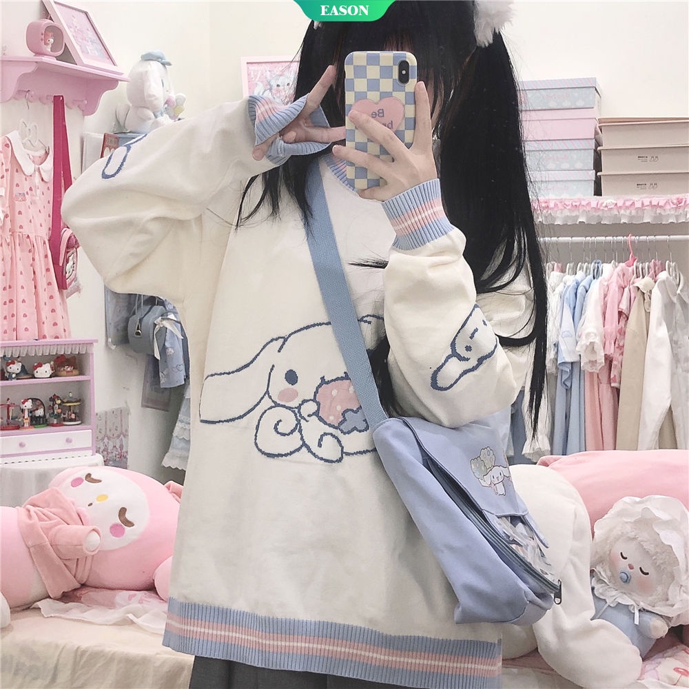 Áo Sweater Mềm Họa Tiết Chú Chó Sanrio Yugui Phong Cách Nhật Bản Dễ Phối Đồ Mùa Thu Đông Cho Nữ [Ướt]