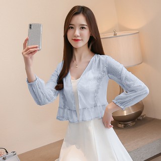 Áo khoác Cardigan tay dài phối ren