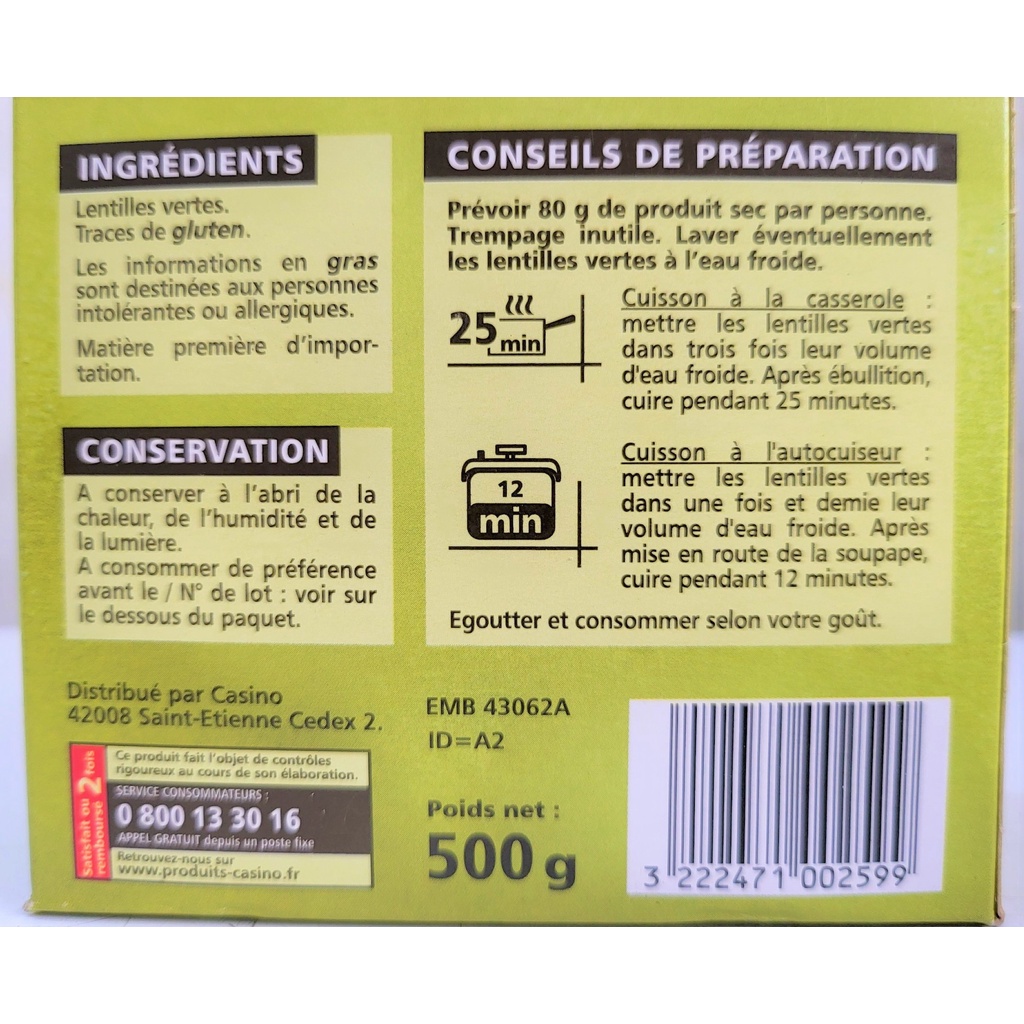 [Hộp 500g] ĐẬU LĂNG XANH [France] CSN Green Lentils