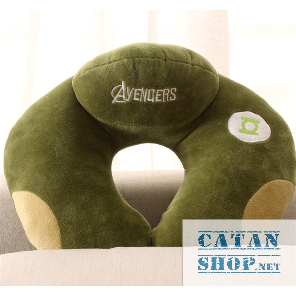 Gối tựa cổ Chữ U Avenger đa năng siêu cute, gối kê đầu ngủ trưa văn phòng nỉ nhung Siêu Mịn, gối máy bay, đi tàu xe