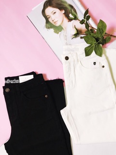 quần culottes trắng đen