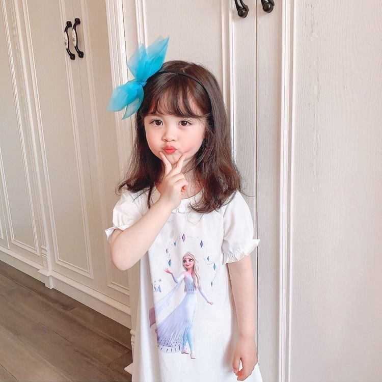 Đồ ngủ Cotton In Hình Công Chúa Băng Giá Aisha Thời Trang Mùa Hè Dành Cho Bé Gái