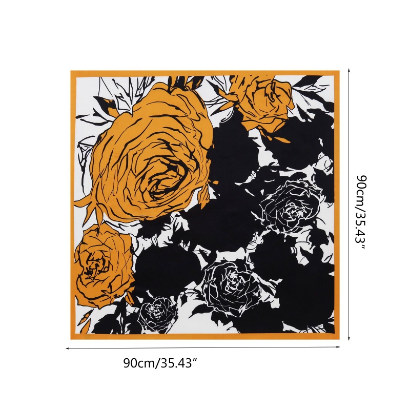 Khăn Choàng Vuông 90x90cm In Họa Tiết Hoa Hồng Bằng Satin Sang Trọng Cho Nữ