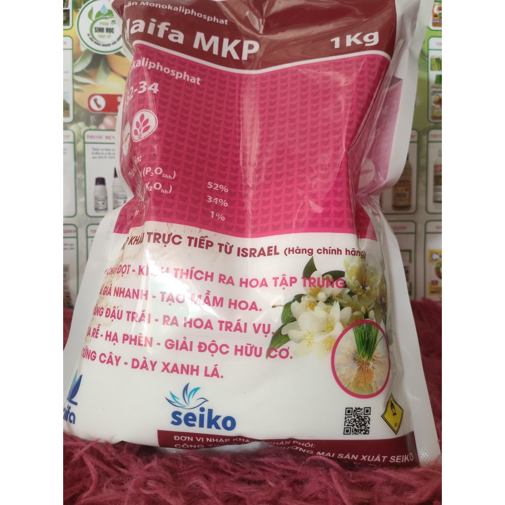 Phân Bón Lá Lân Kali MKP 0-52-34 1kg/ Gói- Phát Triển Rễ Mạnh, Thúc Ra Lá Non Tăng Hấp Thụ Phân Bón, Ra Hoa Đều, Trái To