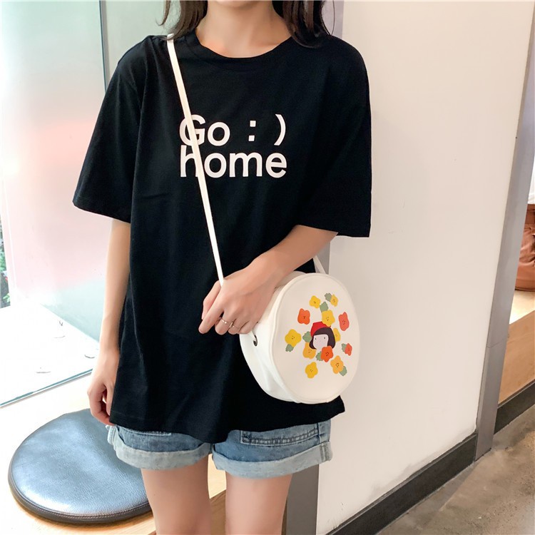 Túi đeo chéo canvas túi cầm tay họa tiết cô gái - Mã TV009