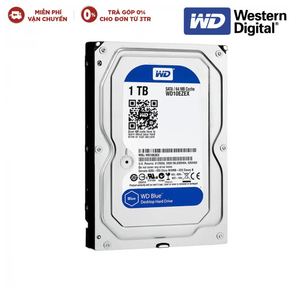 Ổ Cứng HDD WD Blue™ 1TB/64MB/7200rpm/3.5 - WD10EZEX - Hàng chính hãng