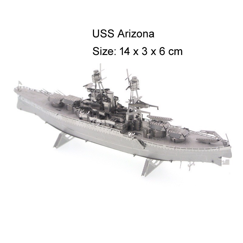 Mô hình 3D kim loại lắp ráp tàu khu trục hạm lớp USS Arizona [Chưa lắp]