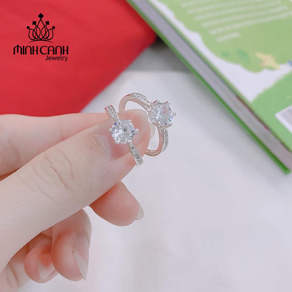 Nhẫn Bạc Nữ Minh Canh Jewelry Kiểu 6 Chấu Đính Đá