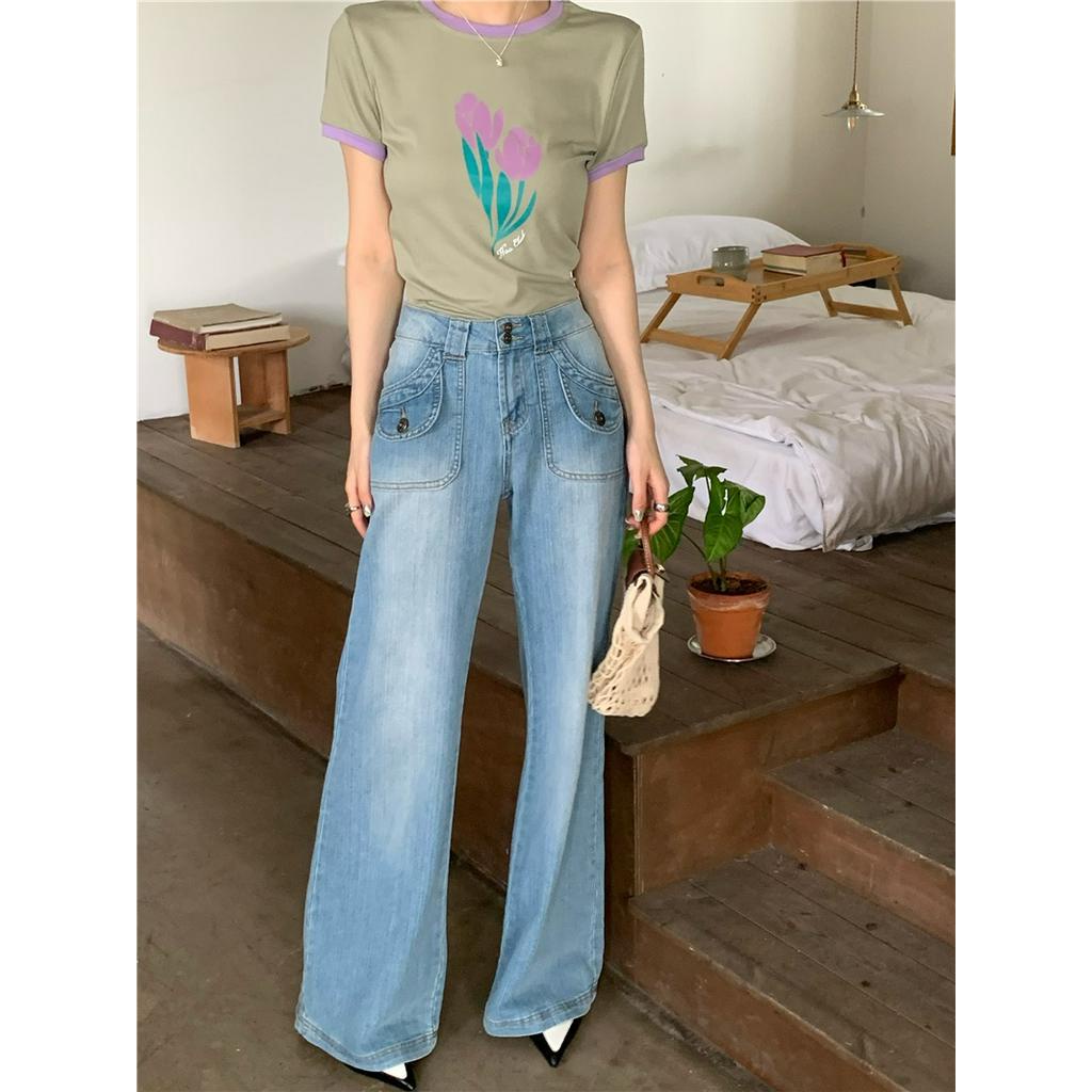 Áo Thun Ngắn Tay Dáng Ôm In Hoa Tulip Xinh Xắn 51543