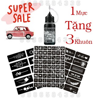 Mực xăm tạm thời [ TẶNG 3 KHUÔN XĂM + STICKER CỰC CÁ TÍNH ]