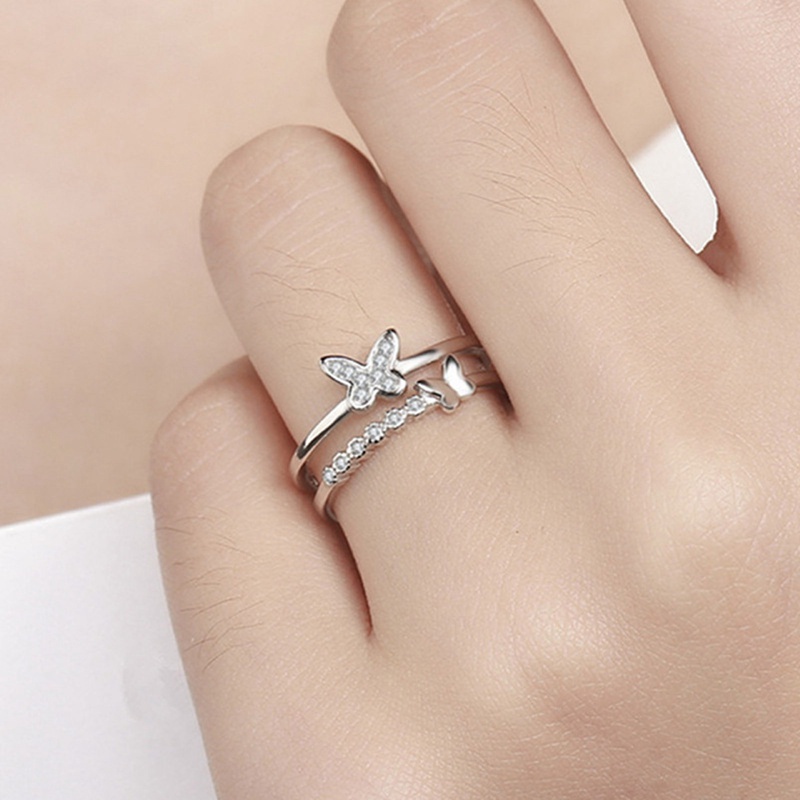 Nhẫn hở hình bướm đính đá zircon thời trang cho nữ