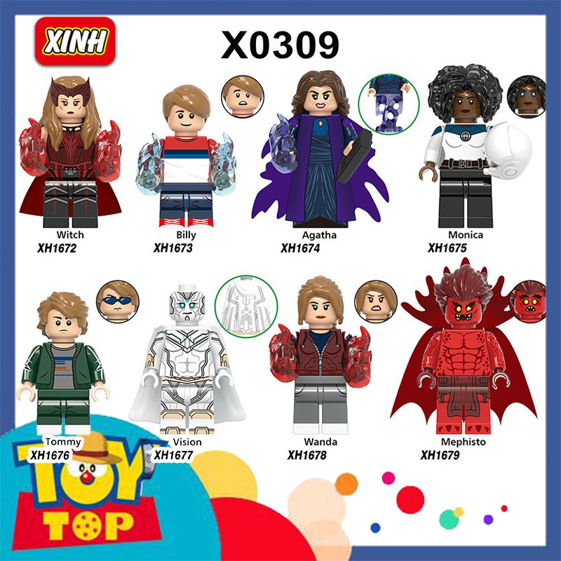 [Một con] Đồ chơi ghép Marvel MCU WandaVision Minifigures lắp ráp các mẫu Wanda Vision Mephisto Agatha .. X0309 XINH