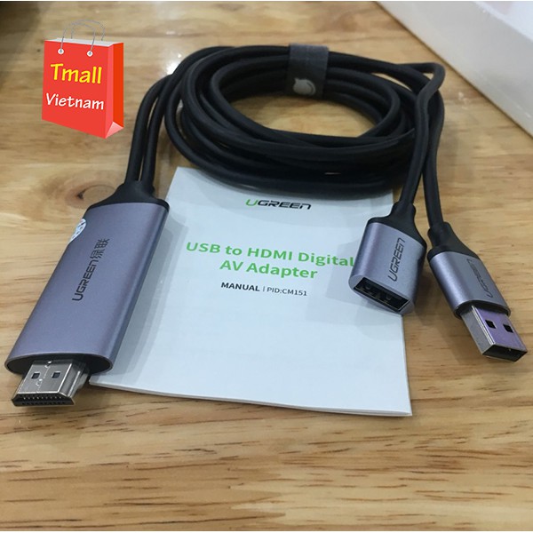 Bộ chuyển đổi đa năng USB to HDMI Ugreen, Kết nối điện thoại ra màn hình TV, máy chiếu