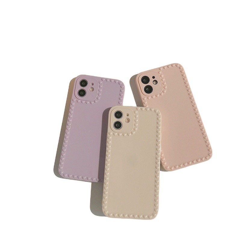 Ốp lưng iphone Ốp lưng iphone Ốp điện thoại silicon trang trí viền trái tim cho iPhone 11 Pro Max X Xr Xs Max 7 8 Plus Se 2020 12 pro max 12 mini 13PROMAX 13MINI 13PRO-RK RK CASE