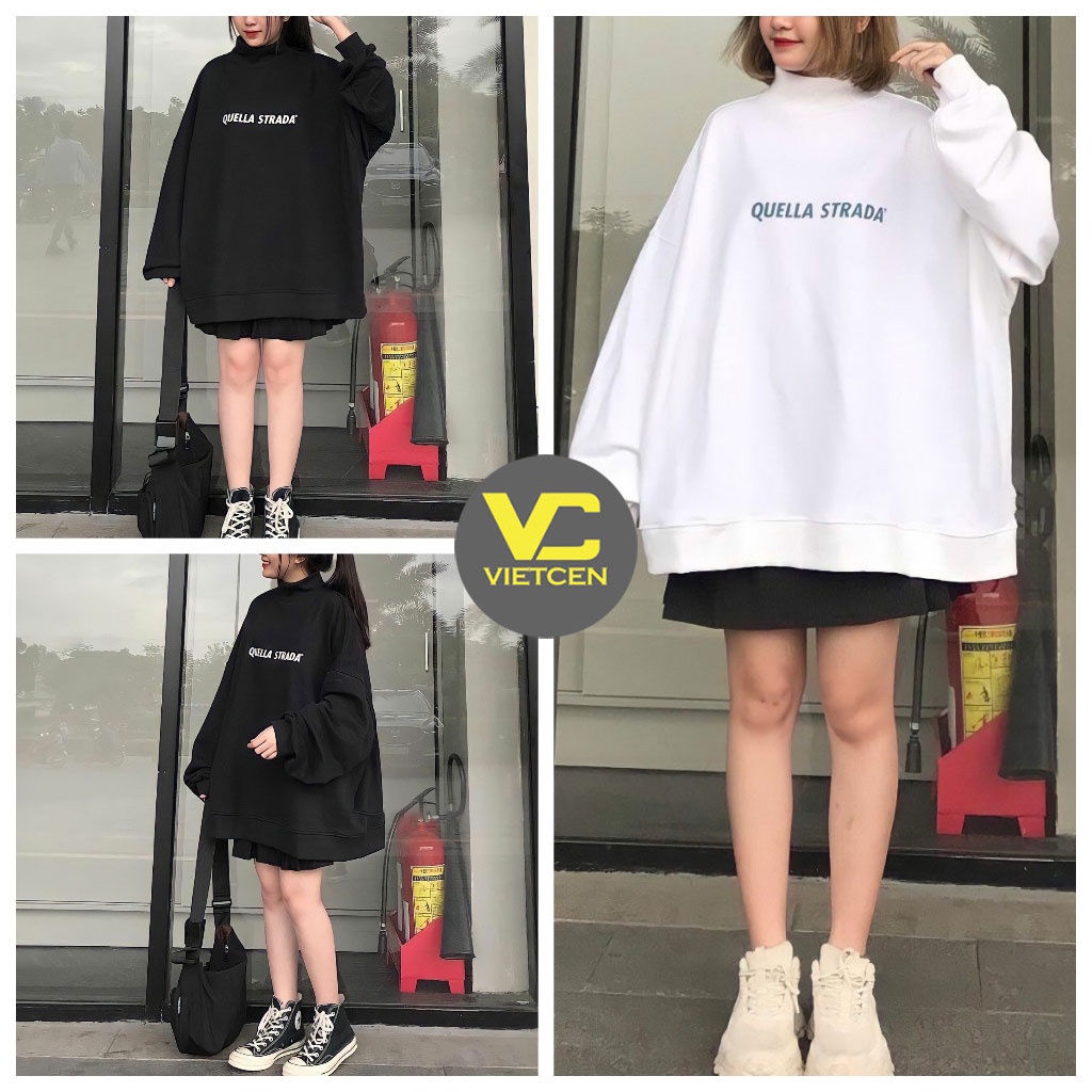 Áo hoodie nỉ tay to QUELLA áo sweater form rộng trending_VIETCEN