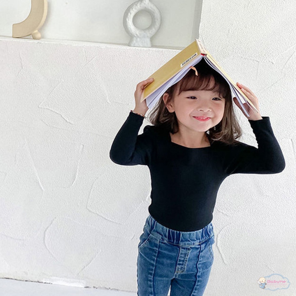 Áo Thun Tay Dài Phồng Thoáng Khí Thời Trang Hàn Quốc Cho Bé Gái