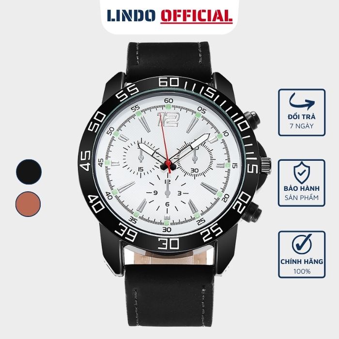 Đồng hồ nam DZINER dây da chính hãng NAD16 mặt tròn thể thao giá rẻ LINDO