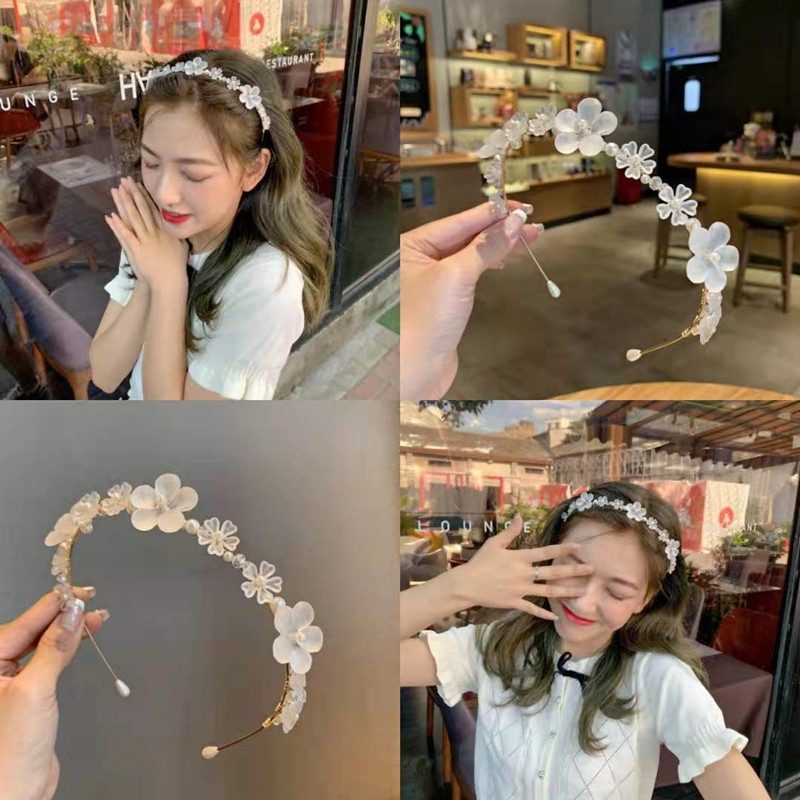 Cài tóc Haimeikang hình bông hoa đính ngọc trai giả phong cách Hàn Quốc thời trang cho nữ