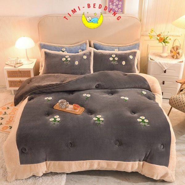 Chăn lông thỏ hoa cúc dày cao cáp chính hãng nhập khẩu kích thước 200 x 230 cm, nặng 4,5 kg - Timibedding